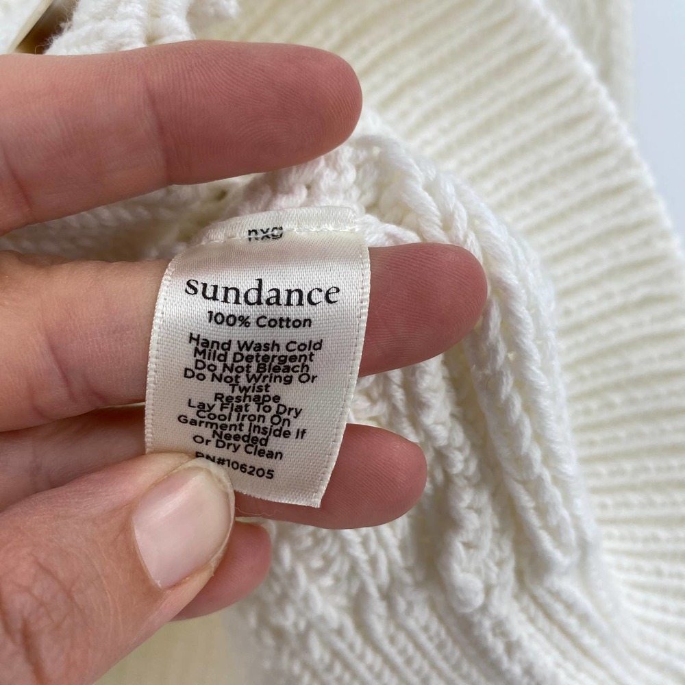 Sundance Aveline White Cotton Button Down V Neck Cardigan Size Petite XS - Picture 3 of 4